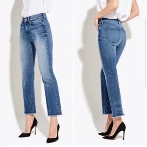 AYR The Pop Women's Denim Jeans Size 33L High Waist Crop Flare Raw Hem Casual